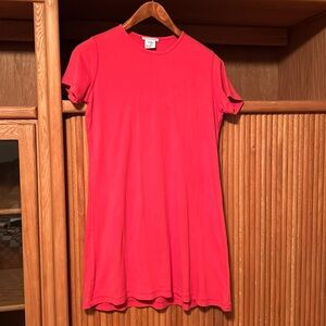 Territory Ahead t-shirt dress in a slightly orange-ish red